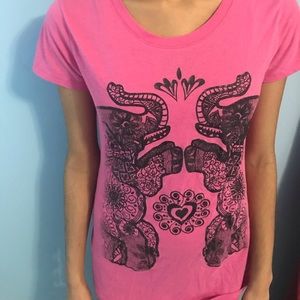 Elephant print tee pink